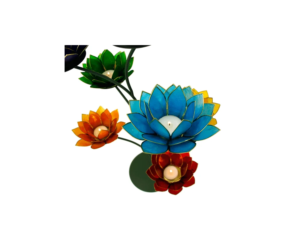 Teelichthalter - Chakra Baum /Teelicht Ständer - Grün - mit 7 Armen ca. 57x35cm