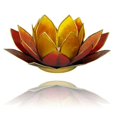 Teelichthalter - Capiz Muschel - Lotus Licht - Sunshine mit gold - ca. 13,5x5,5 cm