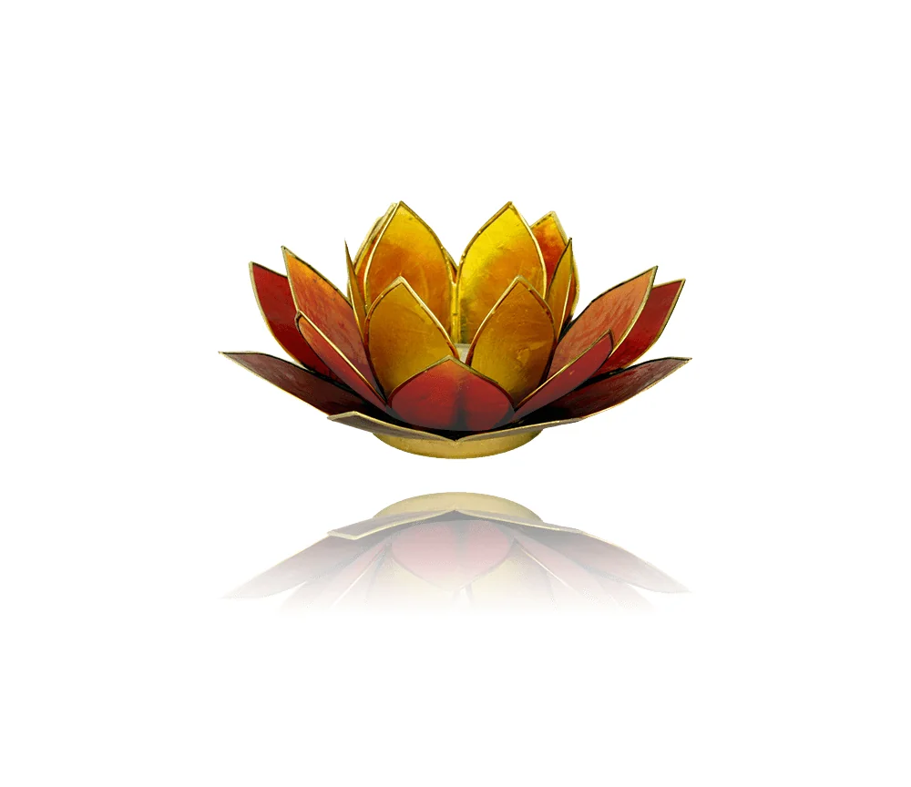 Teelichthalter - Capiz Muschel - Lotus Licht - Sunshine mit gold - ca. 13,5x5,5 cm