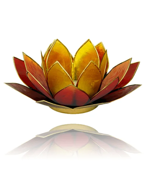 Teelichthalter - Capiz Muschel - Lotus Licht - Sunshine mit gold - ca. 13,5x5,5 cm