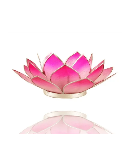 Teelichthalter - Capiz Muschel - Lotus Licht - Pink/Rosa mit silber - ca. 13,5x5,5 cm