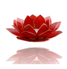 Teelichthalter - Capiz Muschel - Lotus Licht - Chakra - 1stes - Rot mit Gold - ca. 13,5x5,5 cm