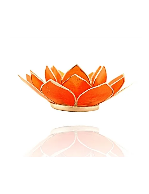 Teelichthalter - Capiz Muschel - Lotus Licht - Chakra - 2stes - Orange mit Silber - ca. 13,5x5,5 cm