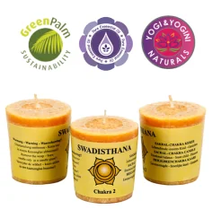 Kerze - Votiv - Chakra - 2tes - Swadhisthana - mit Duft - Orange - Palmkernwachs - ca. 14 Std. - ca. 4,5x4 cm
