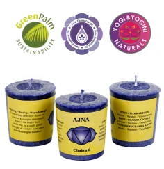 Kerze - Votiv - Chakra - 6tes - Ajna - mit Duft - Indigo - Palmkernwachs - ca. 14 Std. - ca. 4,5x4 cm