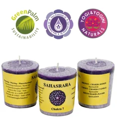 Kerze - Votiv - Chakra - 7tes - Sahasrara - Violett - Palmkernwachs - ca. 14 Std. - ca. 4,5x4 cm