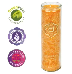 Kerze - Kerze im Glas - Chakra - 2tes - Swadhisthana - mit Duft - Orange - Palmkernwachs - ca. 100 Std.