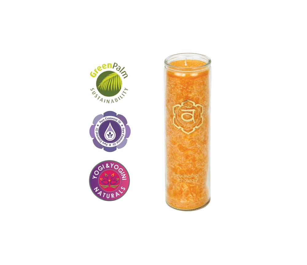 Kerze - Kerze im Glas - Chakra - 2tes - Swadhisthana - mit Duft - Orange - Palmkernwachs - ca. 100 Std.