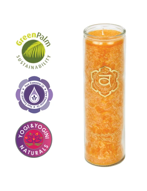 Kerze - Kerze im Glas - Chakra - 2tes - Swadhisthana - mit Duft - Orange - Palmkernwachs - ca. 100 Std.