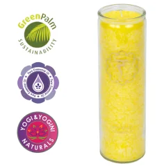 Kerze - Kerze im Glas - Chakra - 3tes - Manipura - mit Duft - Gelb - Palmkernwachs - ca. 100 Std.