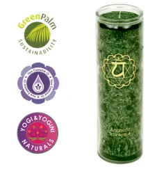 Kerze - Kerze im Glas - Chakra - 4tes - Anahata - mit Duft - Grün - Palmkernwachs - ca. 100 Std.