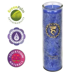 Kerze - Kerze im Glas - Chakra - 5tes - Vishudda - mit Duft - Hellblau- Palmkernwachs - ca. 100 Std.