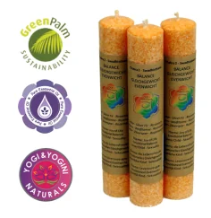 Kerze - Stabkerze dick - Chakra - 2tes - Swadhisthana - mit Duft - Orange - Palmkernwachs - ca. 12 Std. Std.