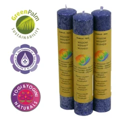 Kerze - Stabkerze dick - Chakra - 6tes - Ajna - mit Duft - Indigo - Palmkernwachs - ca. 12 Std. Std.