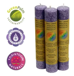 Kerze - Stabkerze dick - Chakra - 7tes - Sahasrara - mit Duft - Violett - Palmkernwachs - ca. 12 Std. Std.
