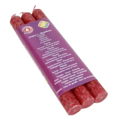 Kerze - Stabkerze - Chakra - 1tes - Muladhara - mit Duft - rot - Palmkernwachs - 3er Pack