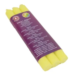 Kerze - Stabkerze - Chakra - 3tes - Manipura - mit Duft - Gelb - Palmkernwachs - 3er Pack
