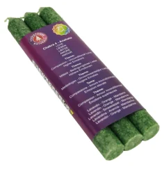 Kerze - Stabkerze - Chakra - 4tes - Anahata - mit Duft - Grün - Palmkernwachs - 3er Pack