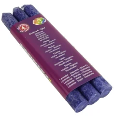 Kerze - Stabkerze - Chakra - 6tes - Ajna - mit Duft - Indigo - Palmkernwachs - 3er Pack