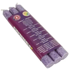 Kerze - Stabkerze - Chakra - 7tes - Sahasrara - mit Duft - Violett - Palmkernwachs - 3er Pack