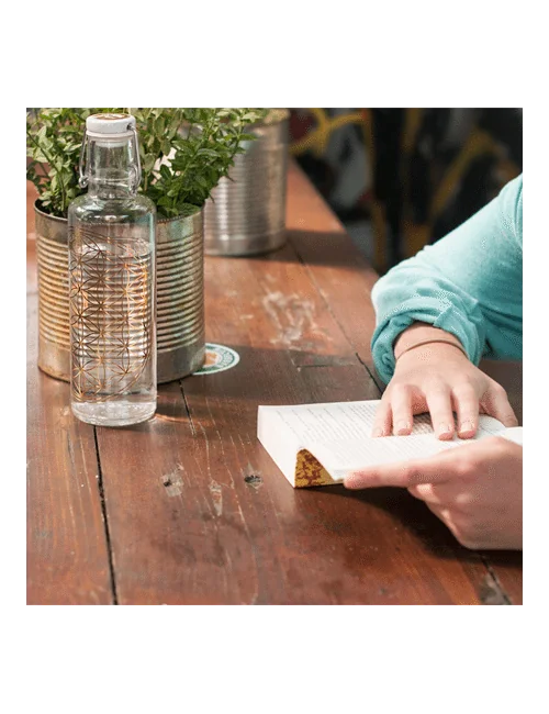 Soulbottle - Glasflasche - mit Blume des Lebens - Gold - Bügelverschluss - 600ml