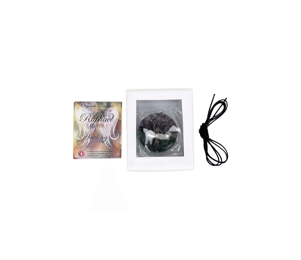 Anhänger - Orgonit - Erzengel Rafael - Rund - Aventurin und Amethyst - ca. 4 cm