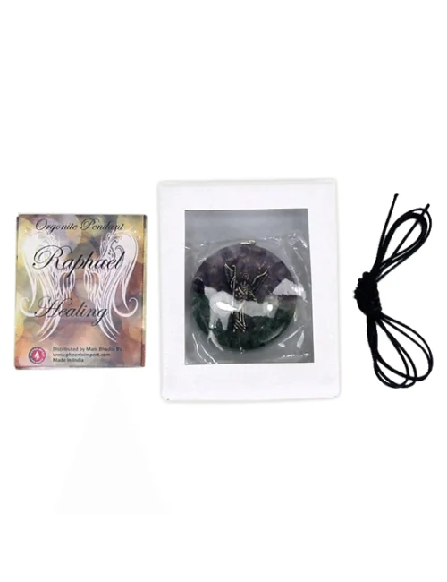 Anhänger - Orgonit - Erzengel Rafael - Rund - Aventurin und Amethyst - ca. 4 cm