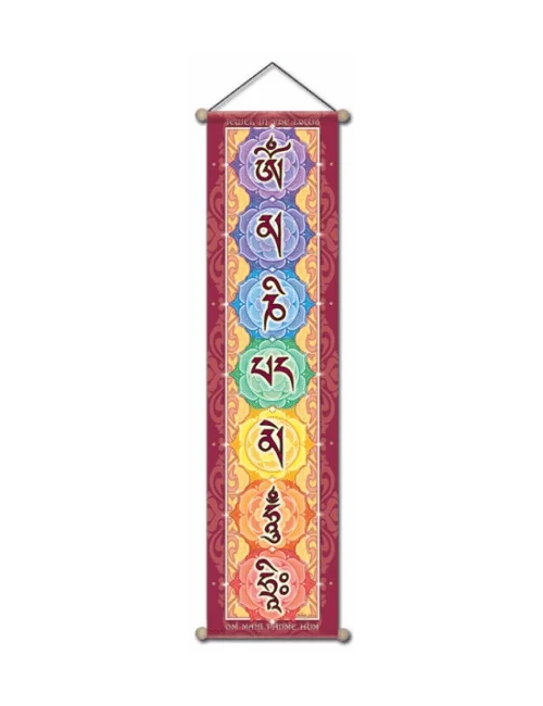 Wanddekoration - Wandbehang - Om Mani Padme Hum Hri - Klein - ca. 15x60 cm