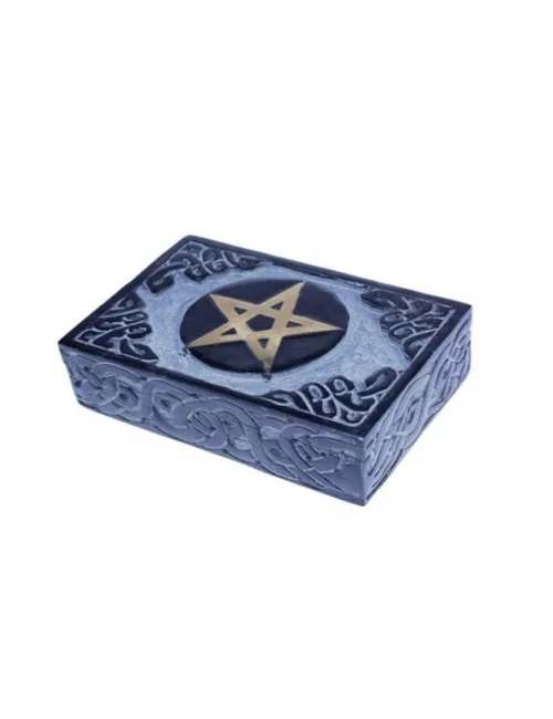Schmuckkästchen - Aufbewahrungskästchen - Pentagramm - Rechteckig - Speckstein - schwarz - ca. 15x10 cm