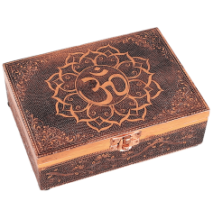 Schmuckkästchen - Aufbewahrungskästchen - OM - Rechteckig -  bronze - ca. 18x13x6 cm