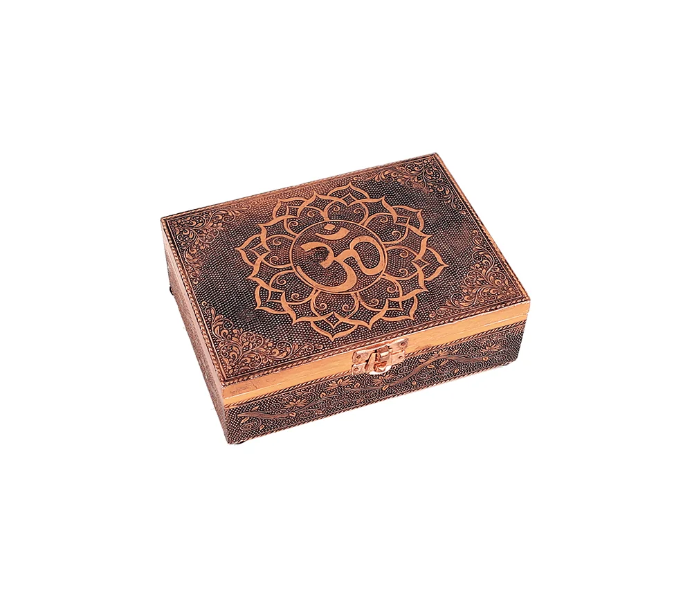 Schmuckkästchen - Aufbewahrungskästchen - OM - Rechteckig - bronze - ca. 18x13x6 cm