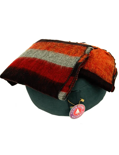 Schal - Umschlagstuch - Meditation & Yoga - Orange mit Streifen in Braun, Rote & Beige - ca. 200x80cm