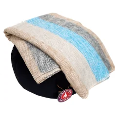 Schal - Umschlagstuch - Meditation & Yoga - Creme mit Streifen in Rosa, Grau & Türkis - ca. 200x80cm