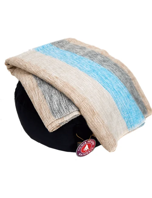 Schal - Umschlagstuch - Meditation & Yoga - Creme mit Streifen in Rosa, Grau & Türkis - ca. 200x80cm