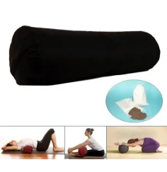 Yogi & Yogini - Kissen - Bolster / Rolle - Baumwollbezug - schwarz - ca. 60x16 cm