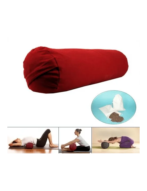 Yogi & Yogini - Kissen - Bolster / Rolle - Baumwollbezug - rot - ca. 60x16 cm