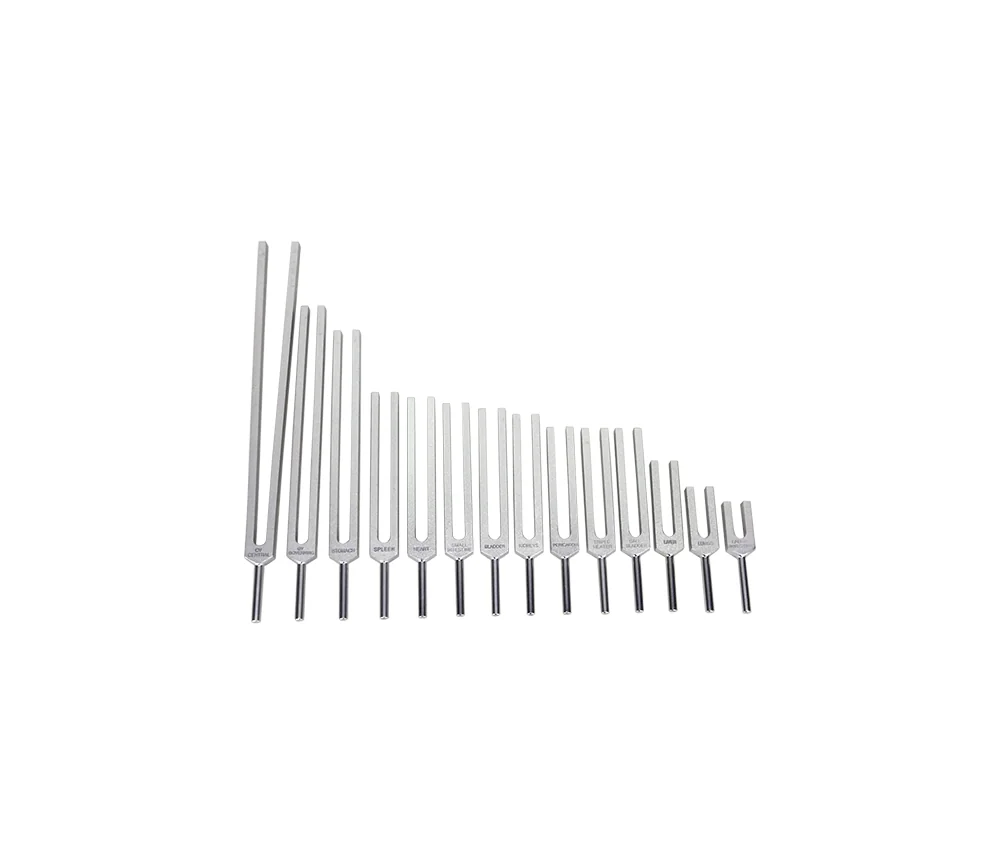 Stimmgabel - Meridian Set - 12 Meridiane + 2 zen. Gefäße - aus Aluminium - 14 er Set - ca. 40x37 cm