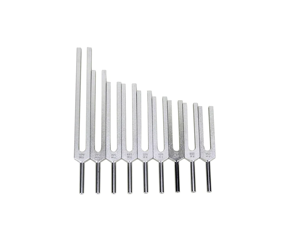 Stimmgabel - Sacred Solfeggio Set - 9 Solfeggio Frequenzen - aus Aluminium - 9 er Set - ca. 43x24 cm