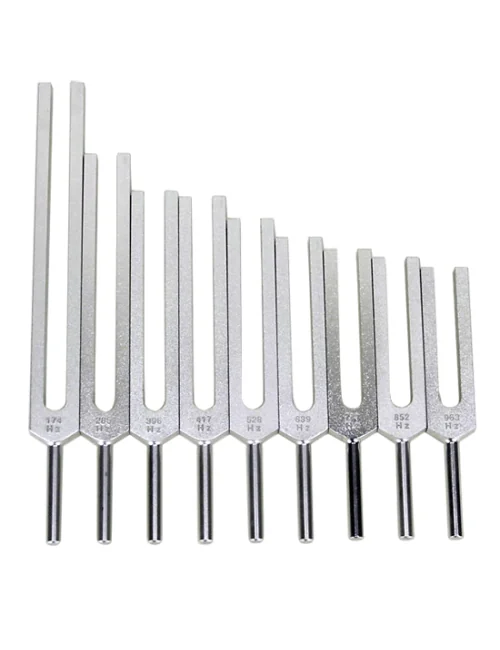Stimmgabel - Sacred Solfeggio Set - 9 Solfeggio Frequenzen - aus Aluminium - 9 er Set - ca. 43x24 cm
