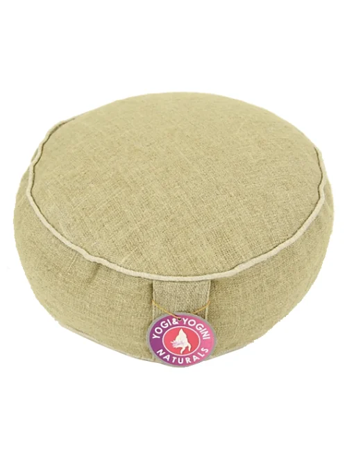 Yogi & Yogini - Kissen - Meditationskissen - Rund - Hanf - Beige /Natur - ca. 32,5x11 cm