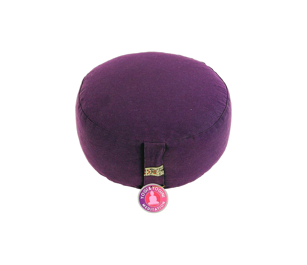 Yogi & Yogini - Kissen - Meditationskissen - Rund - Bio-Baumwolle - Violett/Lila - ca. 33x17 cm