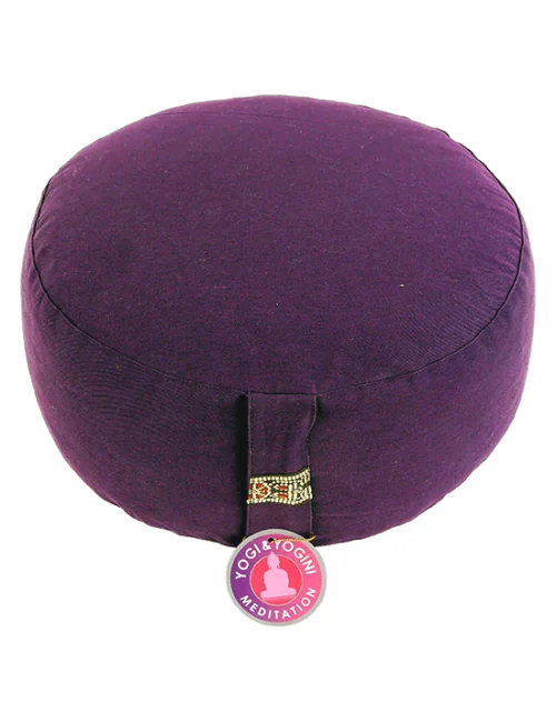 Yogi & Yogini - Kissen - Meditationskissen - Rund - Bio-Baumwolle - Violett/Lila - ca. 33x17 cm