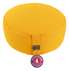 Yogi & Yogini - Kissen - Meditationskissen - Rund - Bio-Baumwolle - Sonnengelb - ca. 33x17 cm