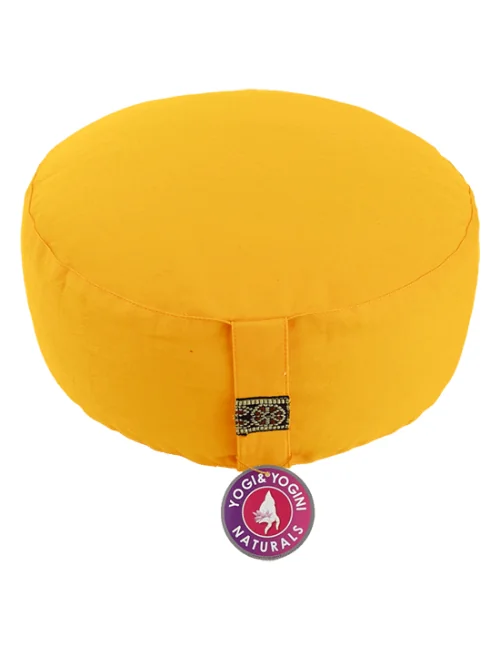 Yogi & Yogini - Kissen - Meditationskissen - Rund - Bio-Baumwolle - Sonnengelb - ca. 33x17 cm
