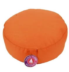 Yogi & Yogini - Kissen - Meditationskissen - Rund - Bio-Baumwolle - Orange- ca. 33x17 cm