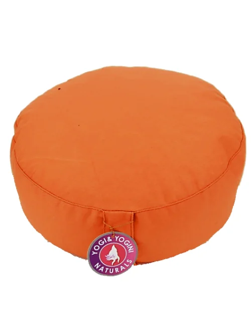 Yogi & Yogini - Kissen - Meditationskissen - Rund - Bio-Baumwolle - Orange- ca. 33x17 cm
