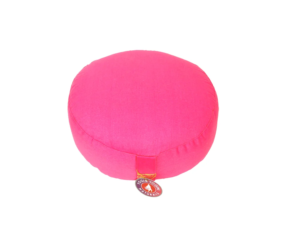 Yogi & Yogini - Kissen - Meditationskissen - Rund - Bio-Baumwolle - Pink - ca. 33x17 cm