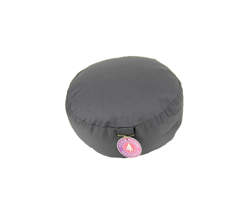 Yogi & Yogini - Kissen - Meditationskissen - Rund - Bio-Baumwolle - Anthrazit - ca. 33x17 cm