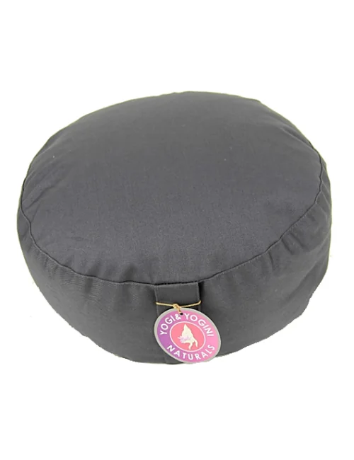 Yogi & Yogini - Kissen - Meditationskissen - Rund - Bio-Baumwolle - Anthrazit - ca. 33x17 cm