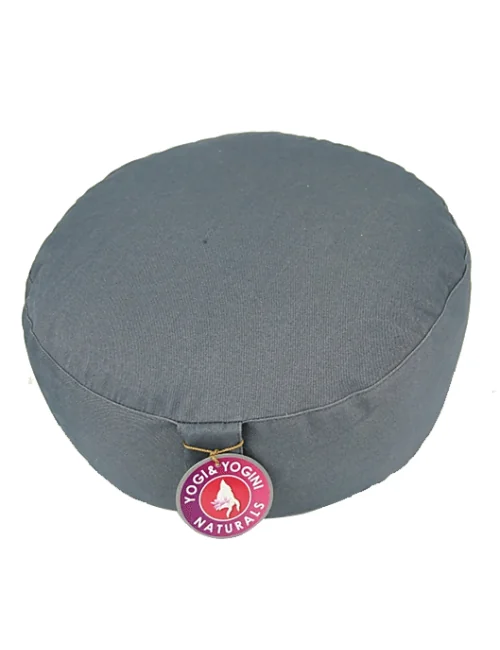 Yogi & Yogini - Kissen - Meditationskissen - Rund - Bio-Baumwolle - Grau - ca. 33x17 cm